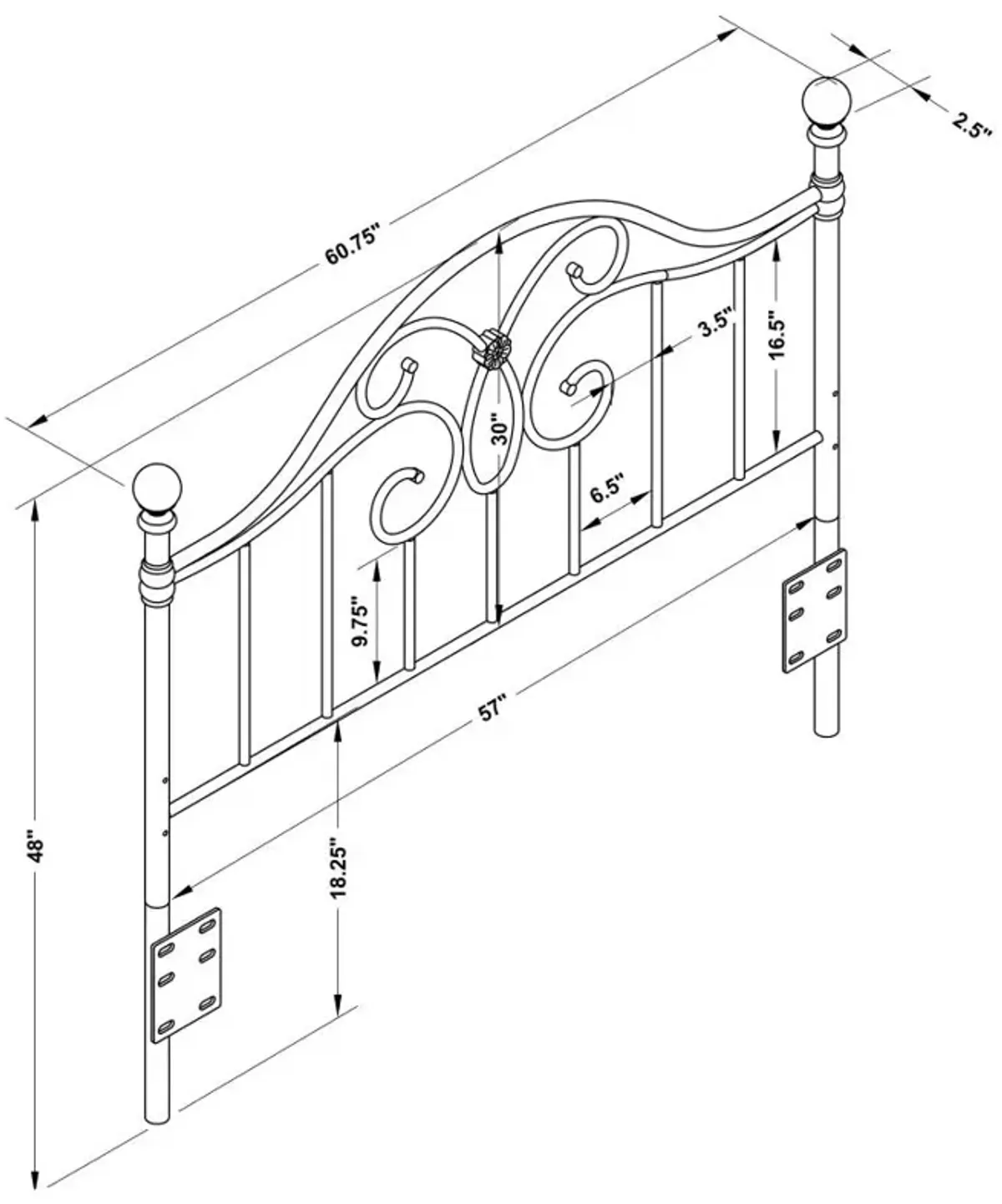 Bailey Queen / Full Metal Headboard Black and Bronze