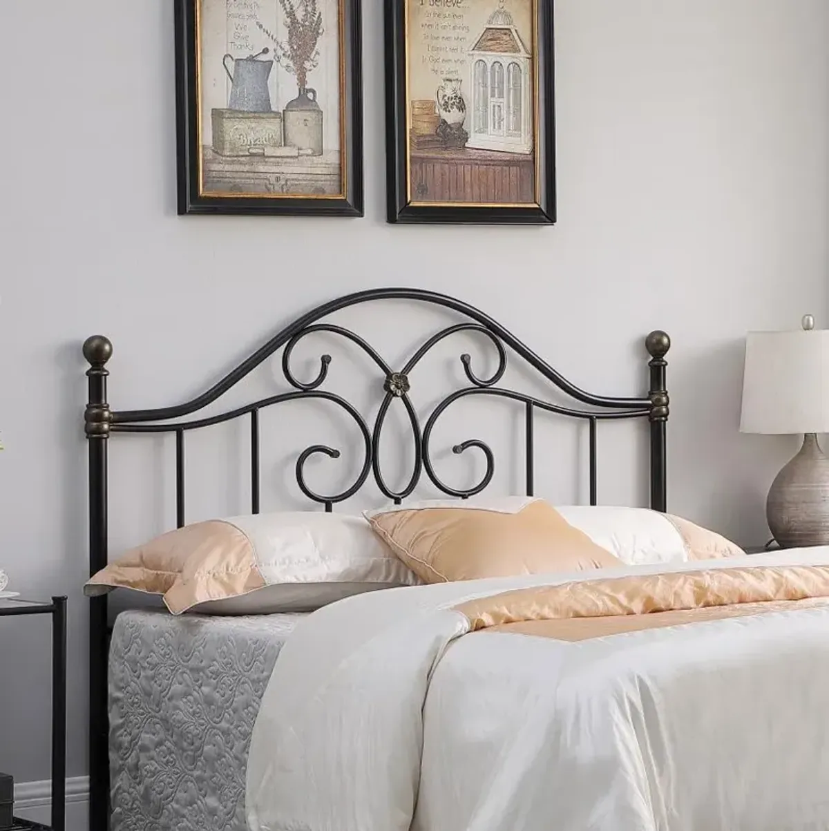 Bailey Queen / Full Metal Headboard Black and Bronze