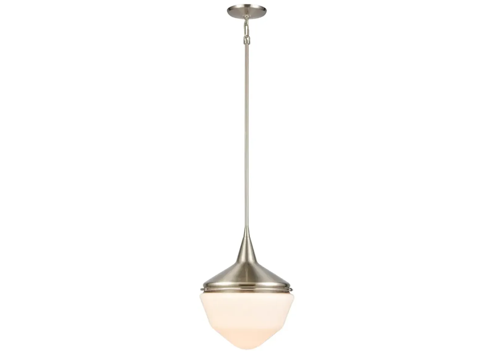 Mid-Century Schoolhouse 12" Wide 1-Light Mini Pendant - Satin Nickel