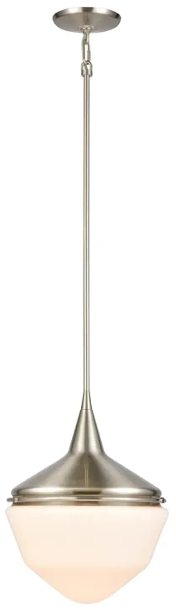 Mid-Century Schoolhouse 12" Wide 1-Light Mini Pendant - Satin Nickel
