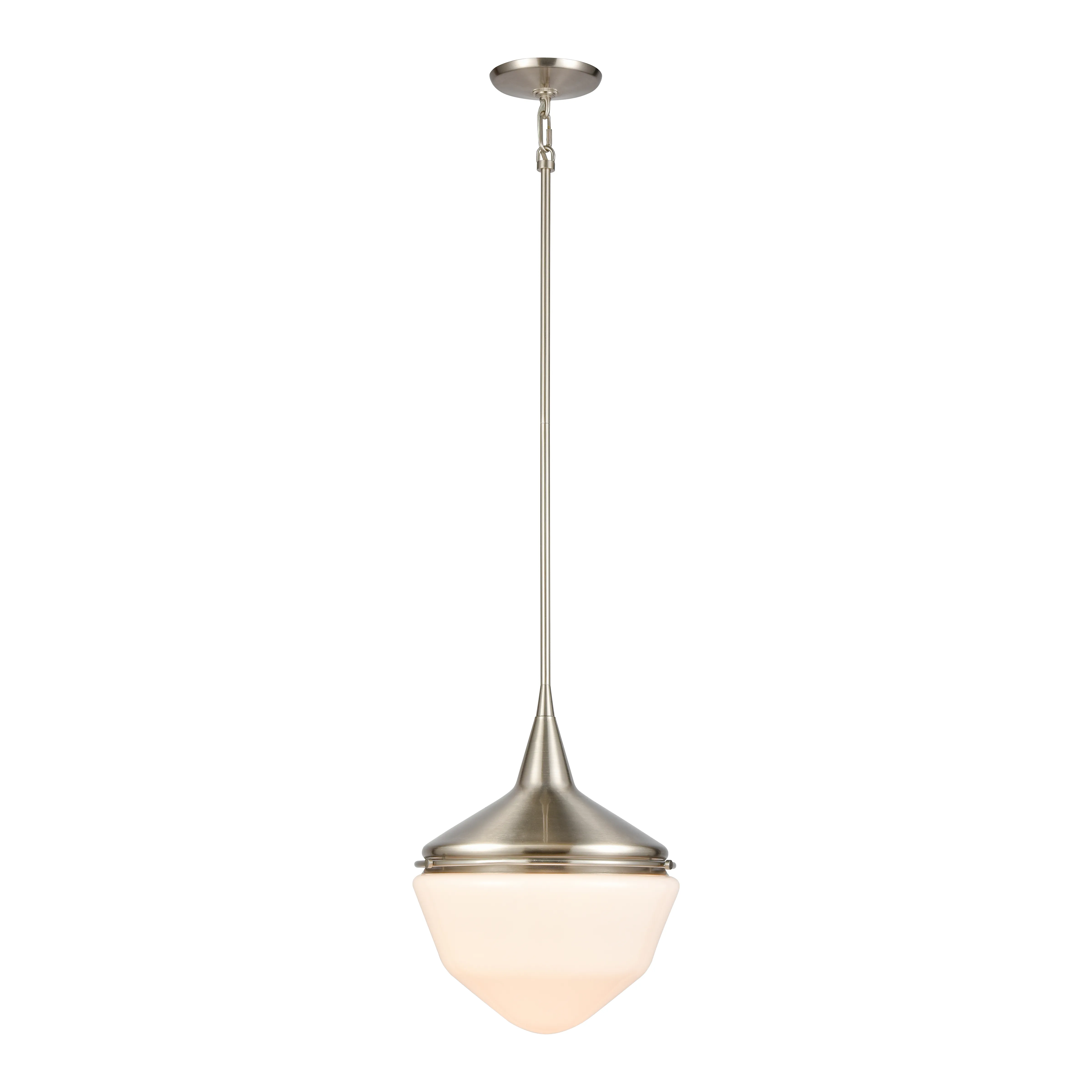 Mid-Century Schoolhouse 12" Wide 1-Light Mini Pendant - Satin Nickel