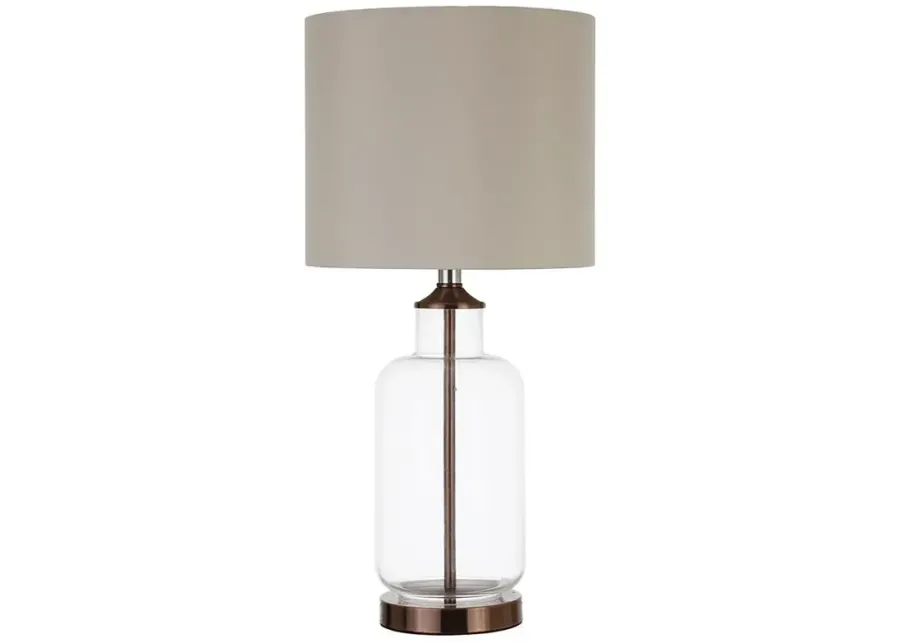 Aisha Drum Shade Table Lamp Creamy Beige and Clear