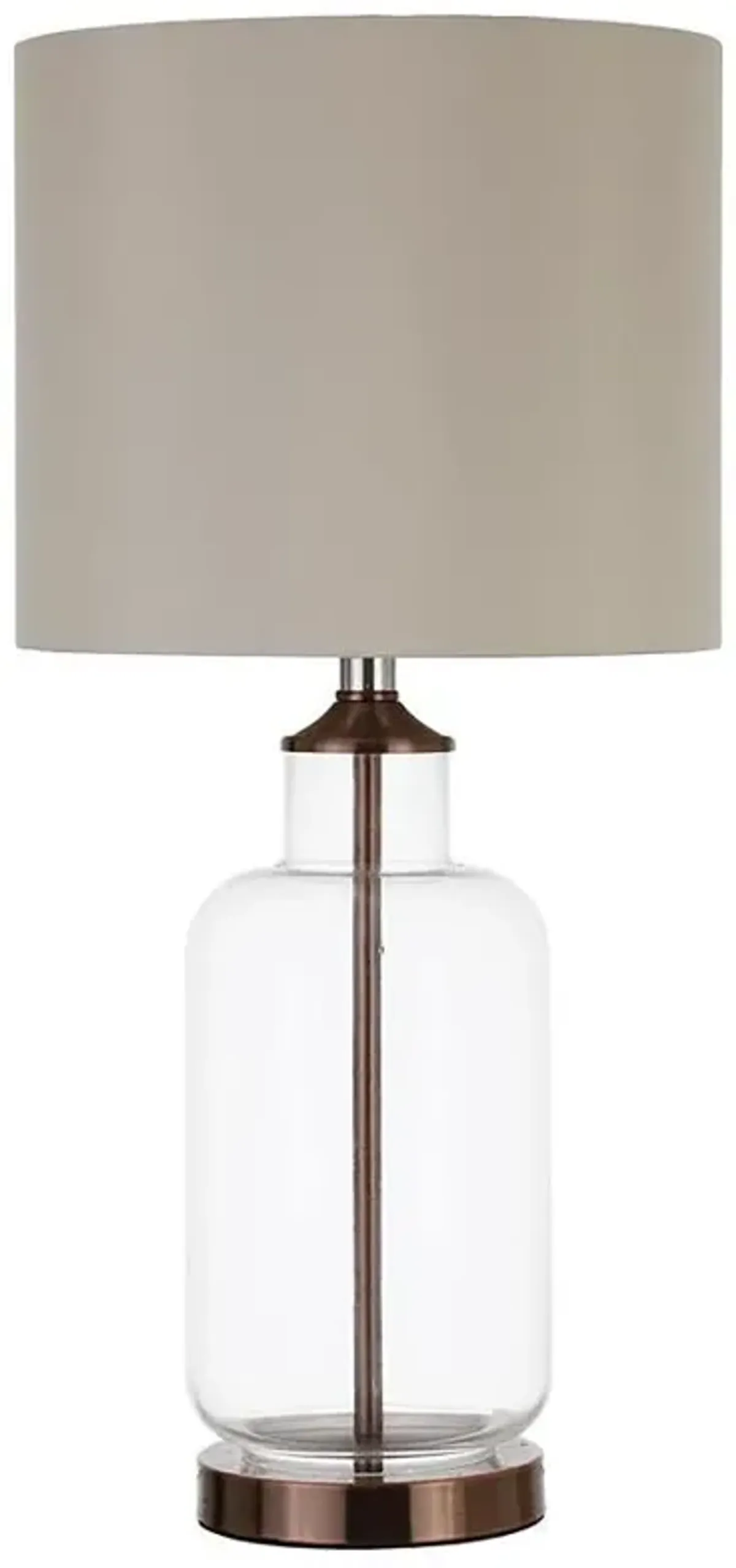 Aisha Drum Shade Table Lamp Creamy Beige and Clear