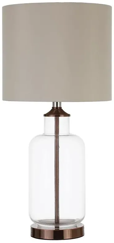 Aisha Drum Shade Table Lamp Creamy Beige and Clear