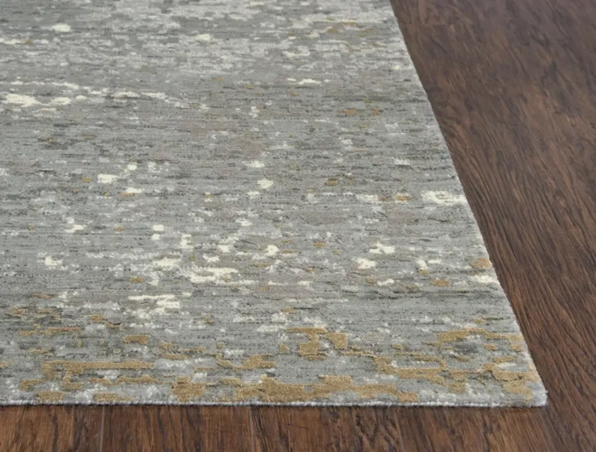 Artistry Gray Abstract NZ Wool/Tencel Blend 2'6" x 8' Runner Rug