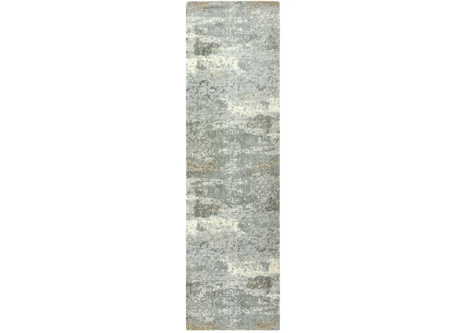 Artistry Gray Abstract NZ Wool/Tencel Blend 2'6" x 8' Runner Rug