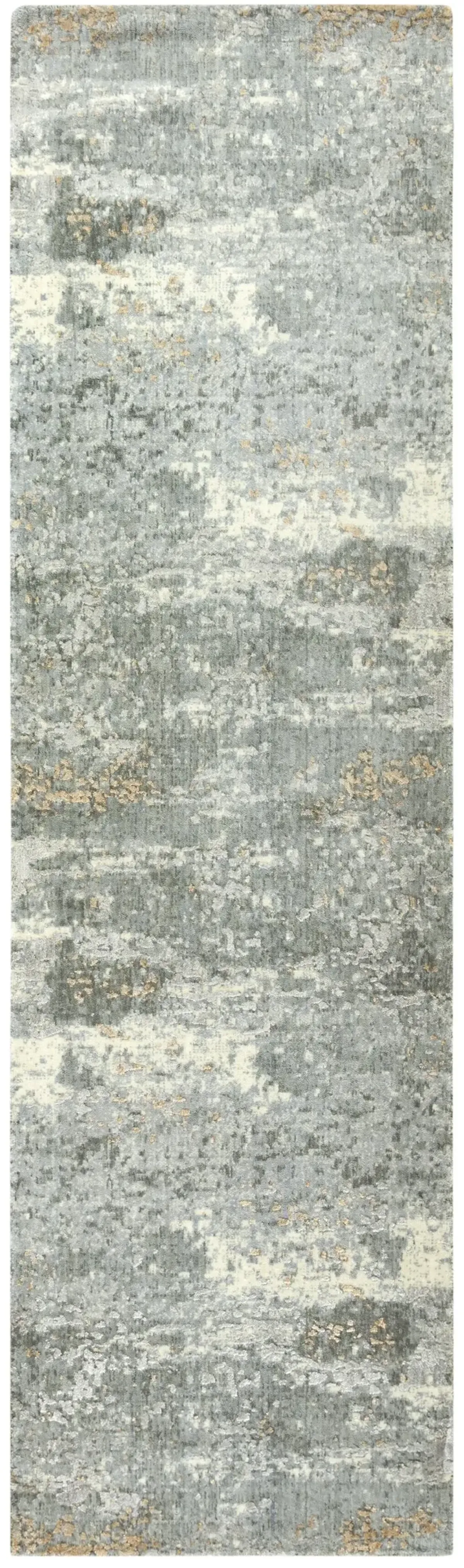 Artistry Gray Abstract NZ Wool/Tencel Blend 2'6" x 8' Runner Rug