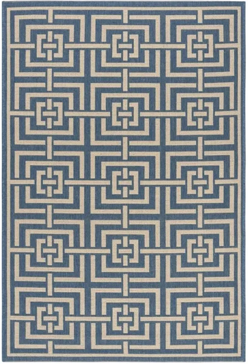 Safavieh BEACH HOUSE Collection BHS128M-8 Blue / Creme 8' X 10'