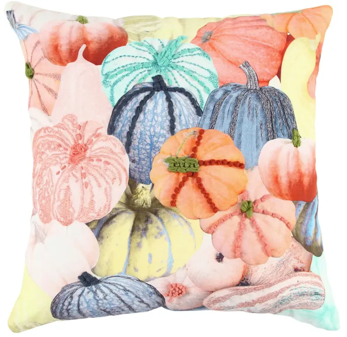 HARVEST 2021 Pumpkins Blue Pillow