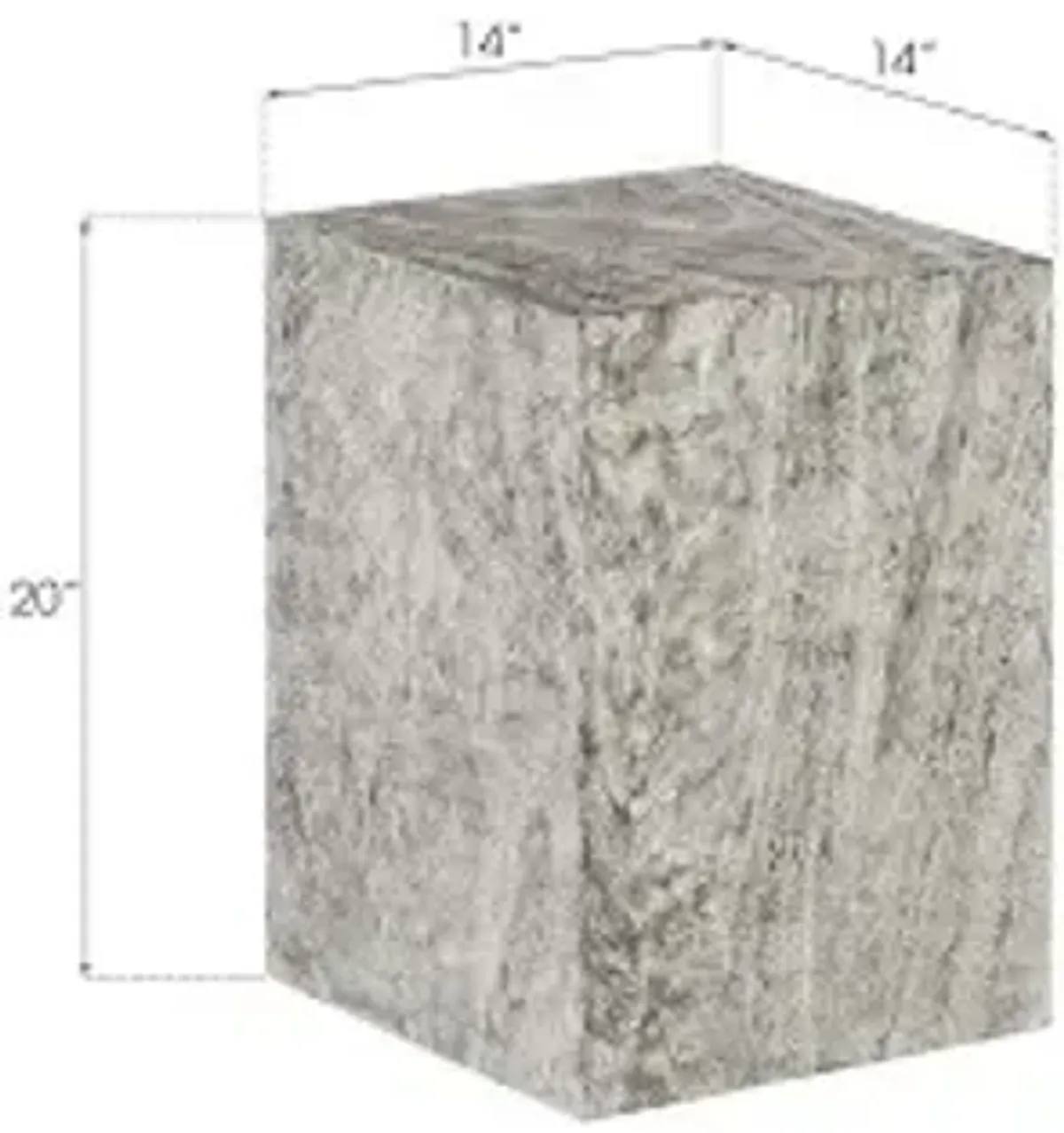 origins pedestal, small, mitered chamcha wood, gray stone finish