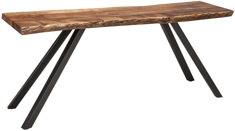 Reese Live Edge Solid Wood Metal Leg Console Table in Natural Acacia