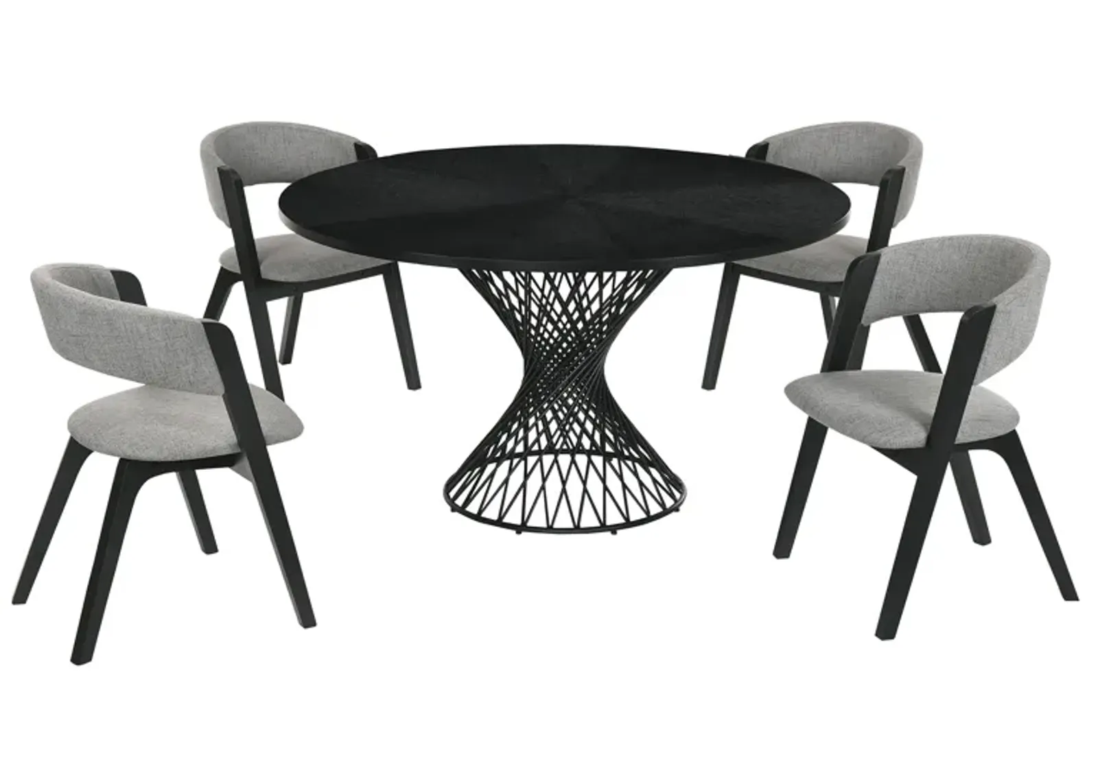 Cirque and Rowan 5 Piece Black Round Dining Set