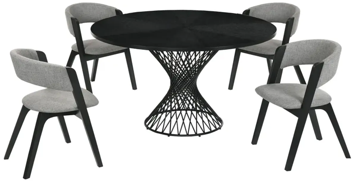 Cirque and Rowan 5 Piece Black Round Dining Set