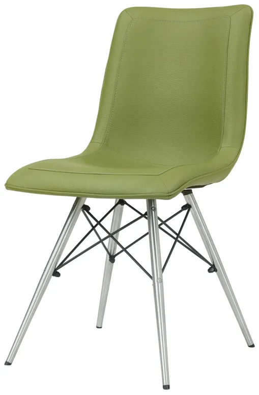 Blaine Faux Leather Dining Side Chair Stainless Steel Legs, Cactus - Set of 2