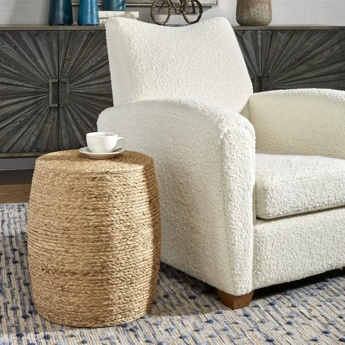 Resort Straw Accent Stool