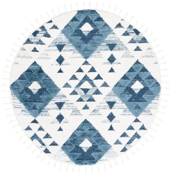 MOROCCAN TASSEL SHAG 688 BLUE  8' x 8' Round Round Rug