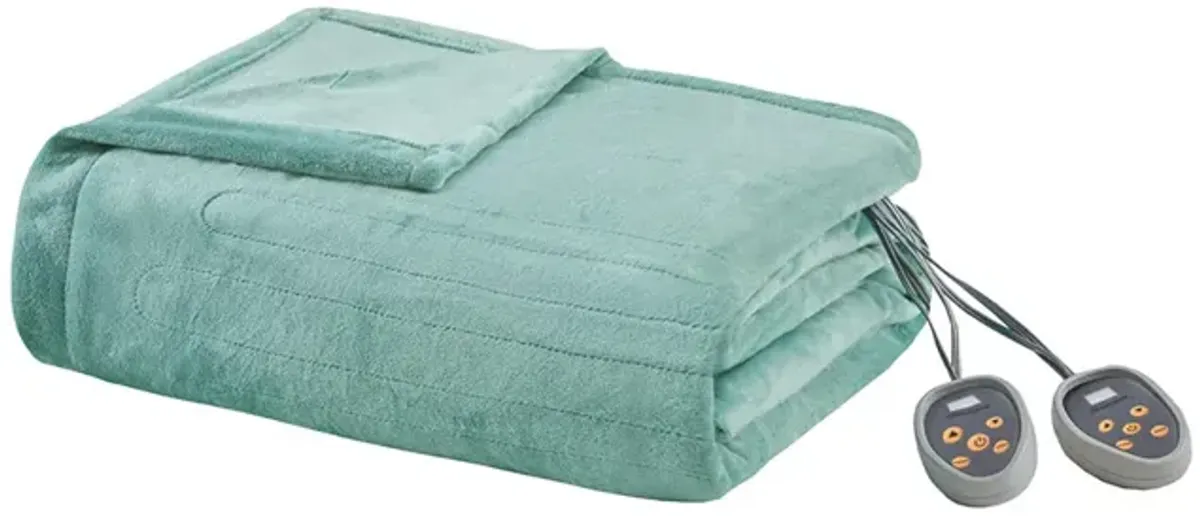 Beautyrest Heated Plush Aqua Blanket