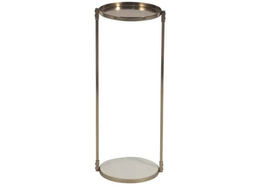 Metal, 22" Side Table Marble Bottom, Gold Kd