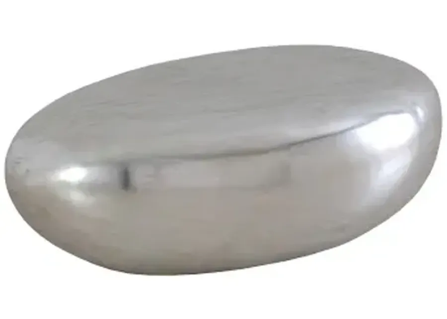 river stone coffee table, small, silver leaf