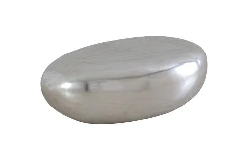 river stone coffee table, small, silver leaf