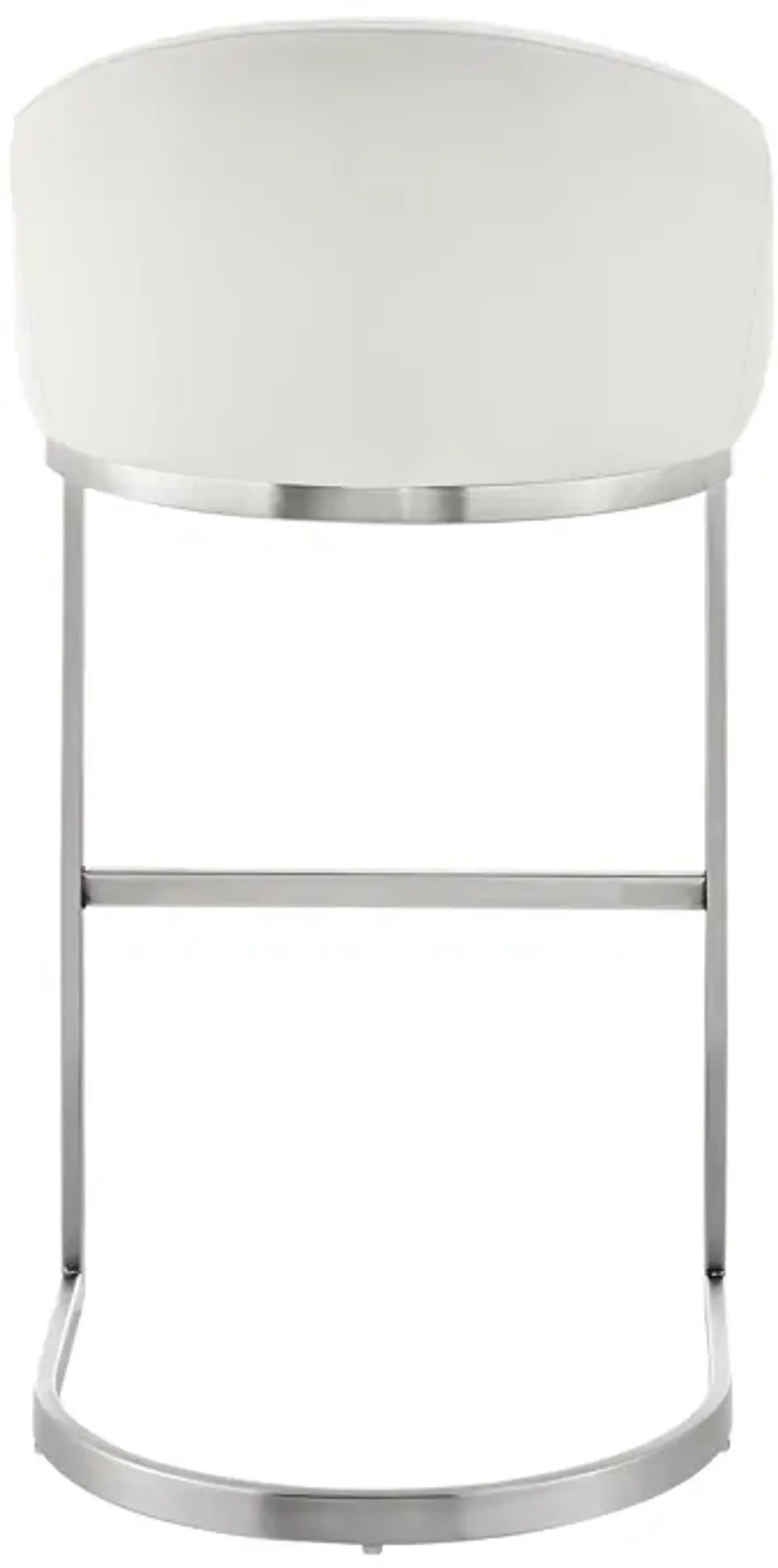 Katherine 26" Counter Stool in Brushed Stainless Steel with White Faux Leather