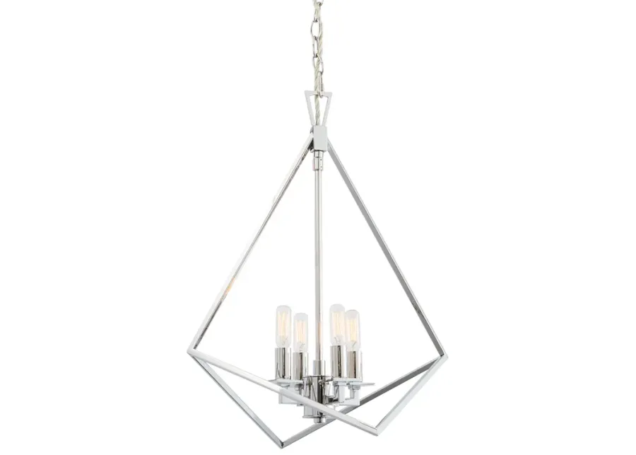 Trapezoid Cage Chandelier - Polished Nickel