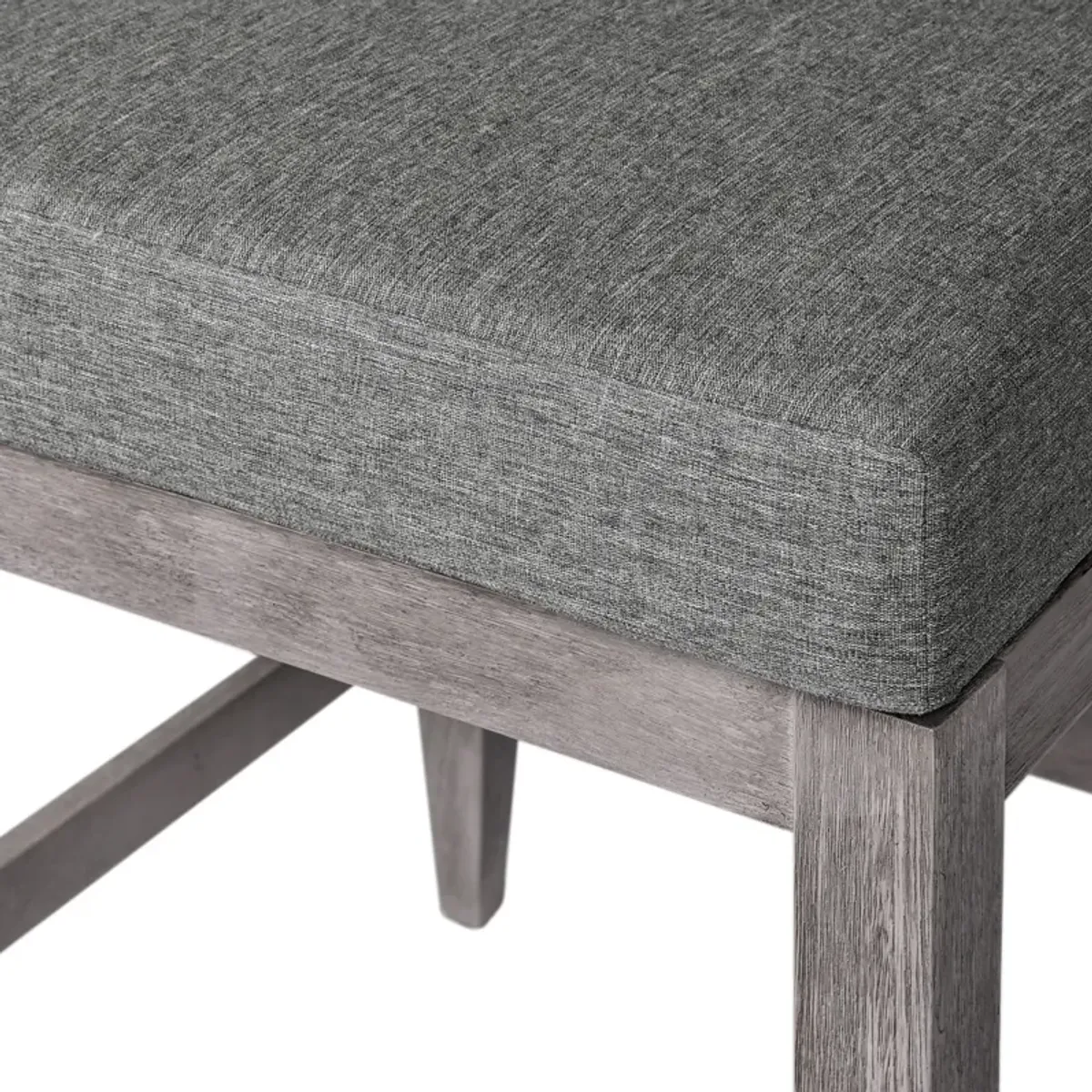 Vivid Outdoor Patio Bar Stool in Gray Eucalyptus Wood with Gray Olefin Cushions