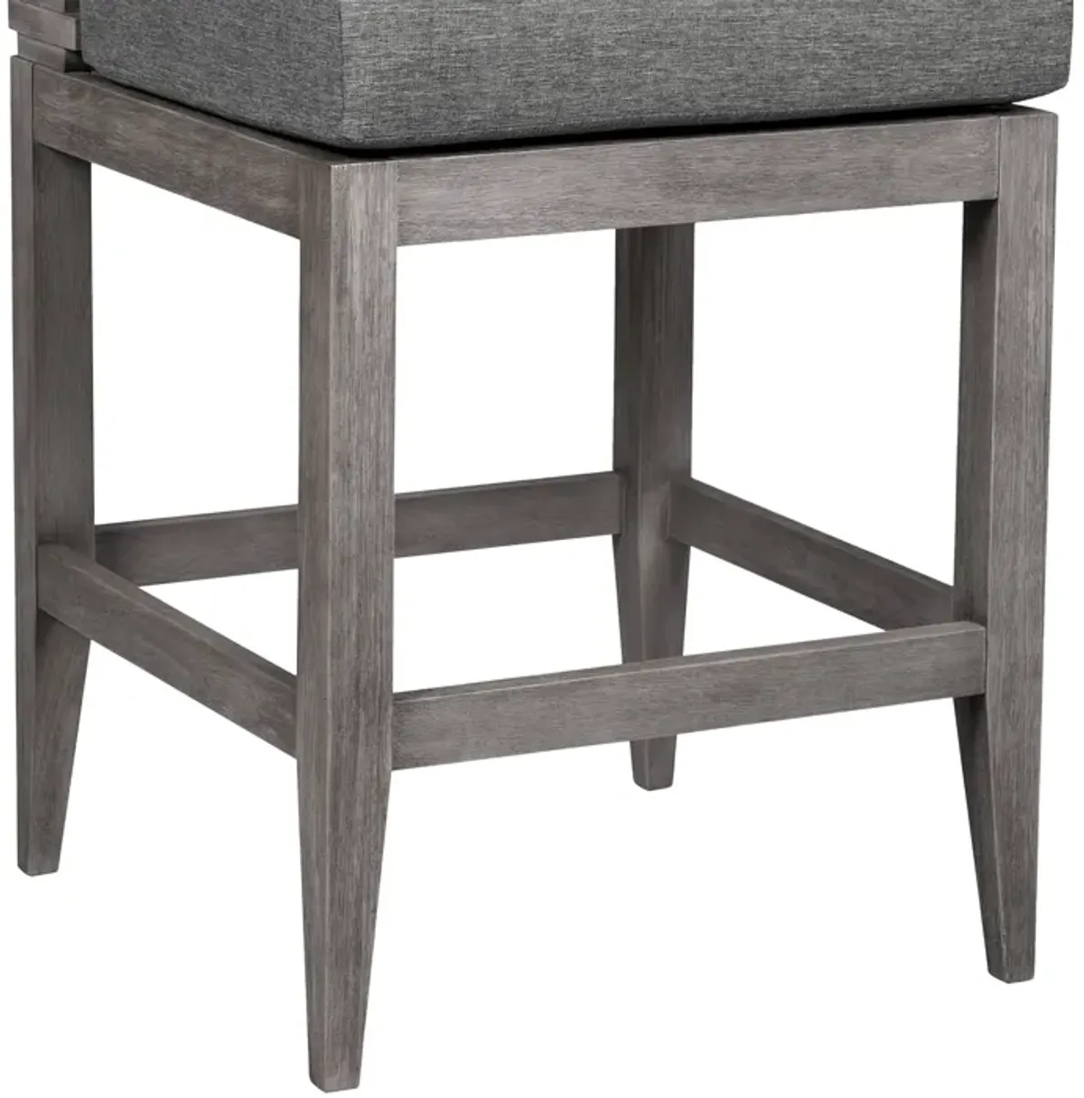 Vivid Outdoor Patio Bar Stool in Gray Eucalyptus Wood with Gray Olefin Cushions