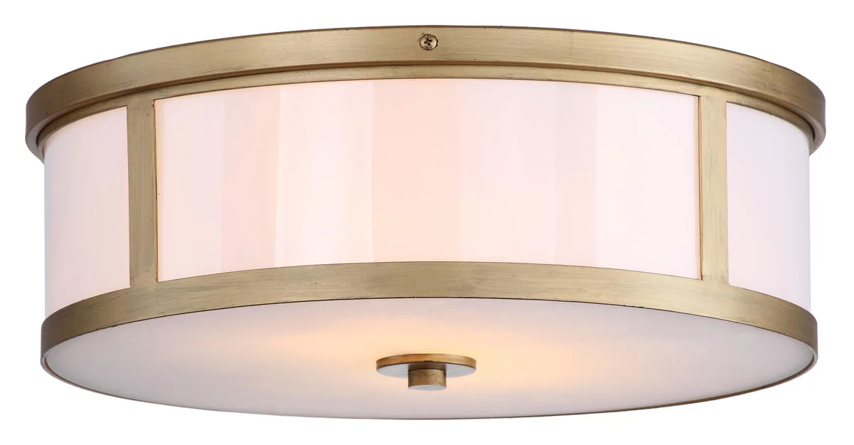 Avery 2 Light Antique Gold 17-Inch Dia Drum Flush Mount