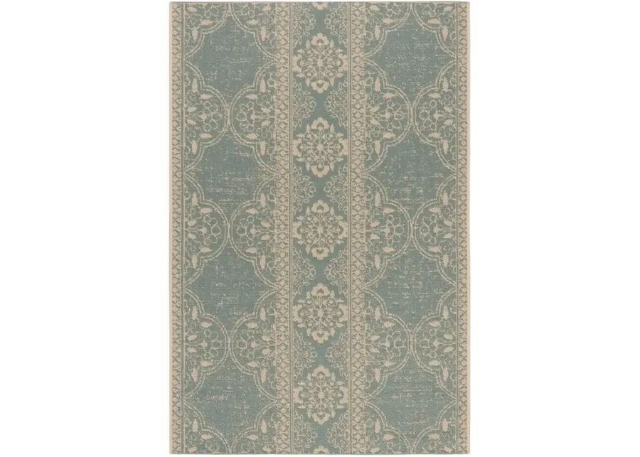 LINDEN 174 Collection LND174L-4 Cream / Aqua 4' X 6'