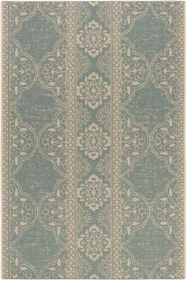 LINDEN 174 Collection LND174L-4 Cream / Aqua 4' X 6'