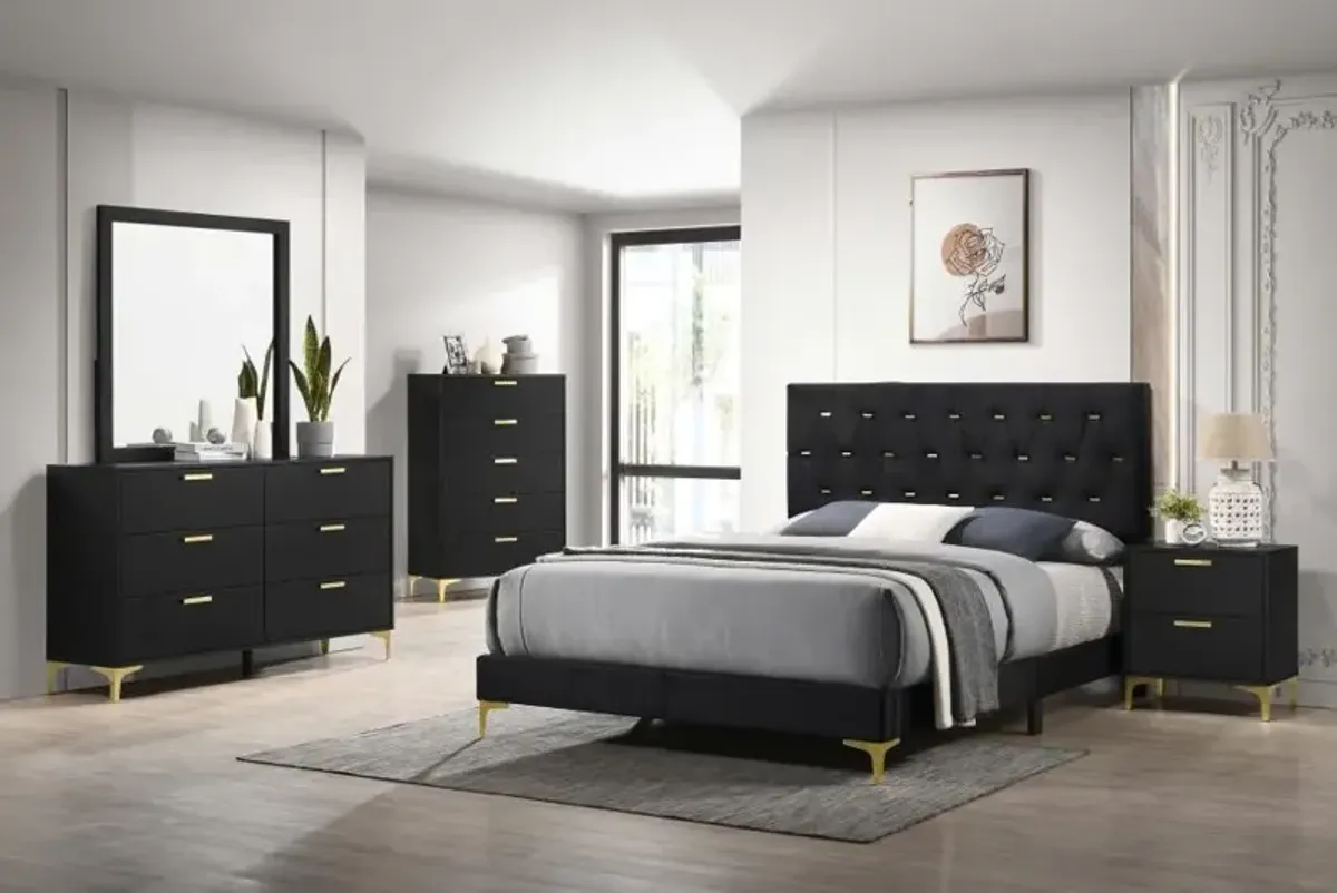 Kendall 5-piece Tufted Panel Queen Bedroom Set Black and Gold