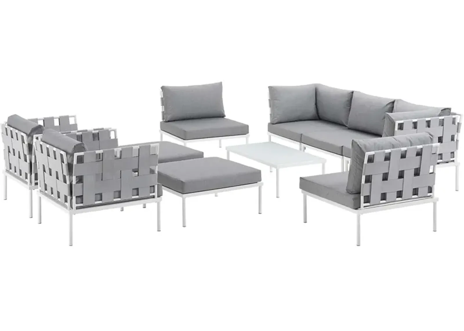 Harmony 10 Piece Outdoor Patio Aluminum Sectional Sofa Set