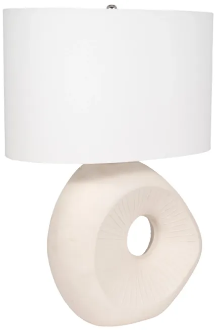 26" Ceramic Table Lamp With Shade, Beige