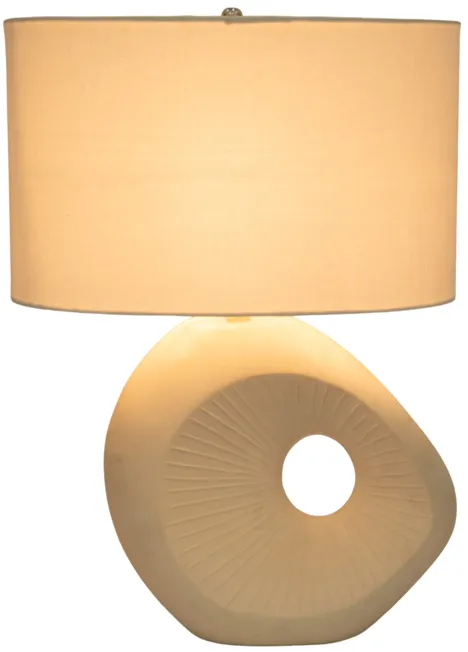 26" Ceramic Table Lamp With Shade, Beige