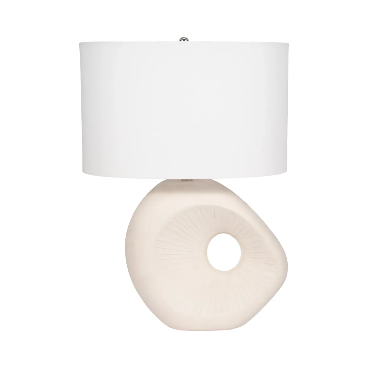 26" Ceramic Table Lamp With Shade, Beige