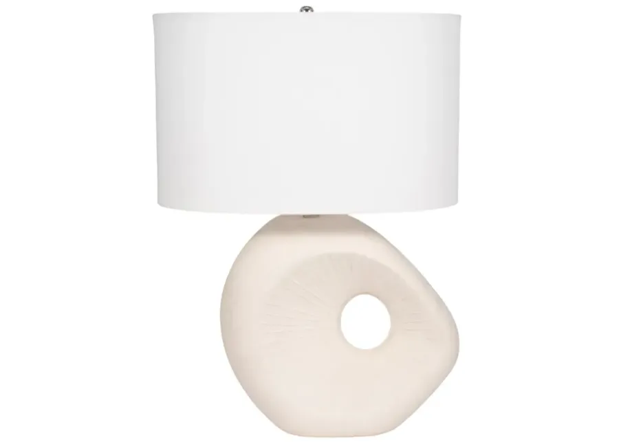 26" Ceramic Table Lamp With Shade, Beige