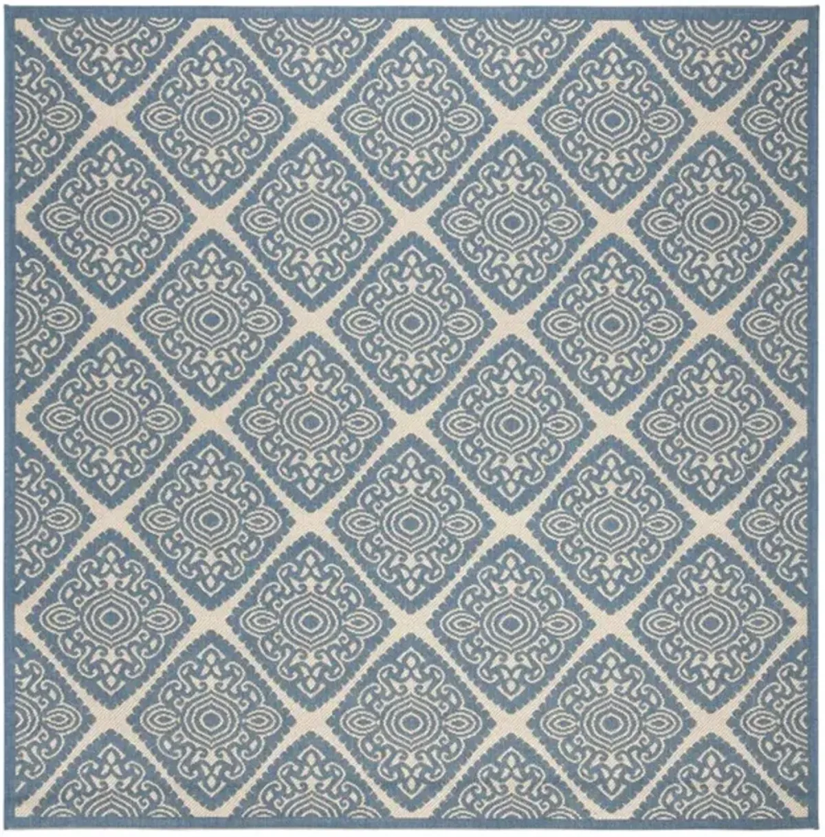 LINDEN 132 Collection LND132N-6SQ Cream / Blue 6'-7" X 6'-7" Square