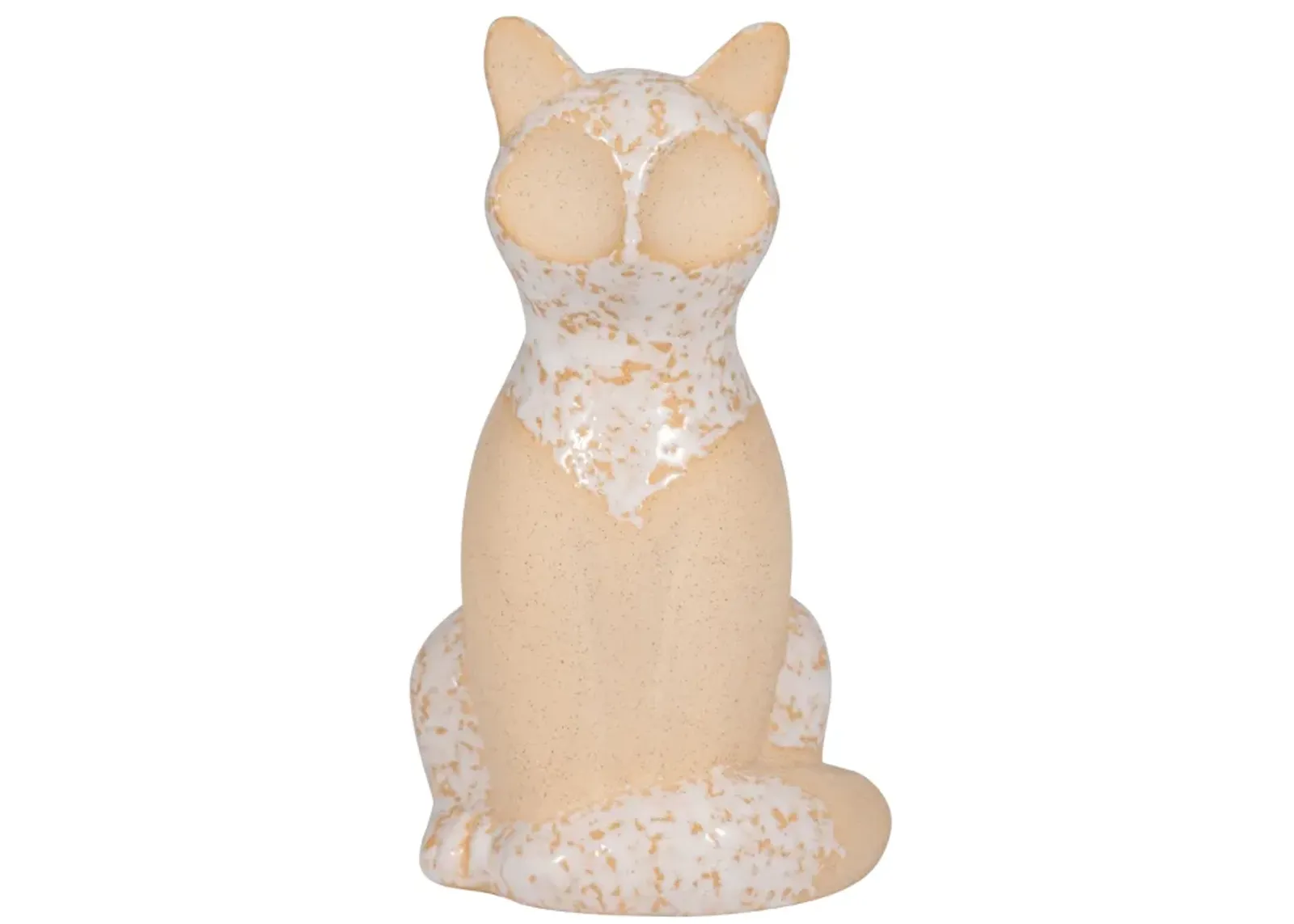 Cer, 8" Sitting Fox Vase, Ivory