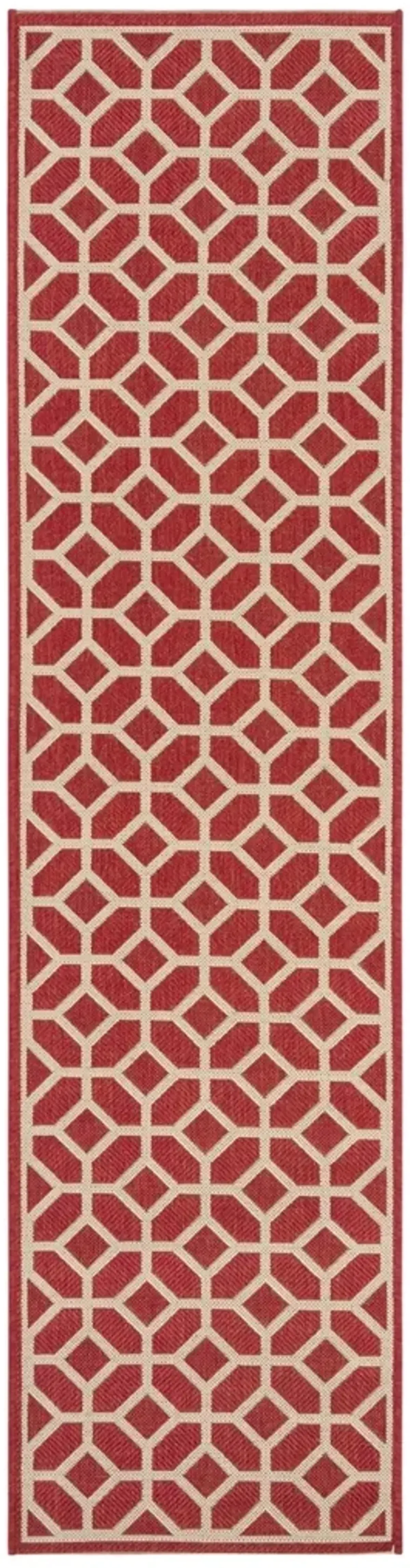 BEACH HOUSE 127 Red 2'-2' X 6' Runner Rug