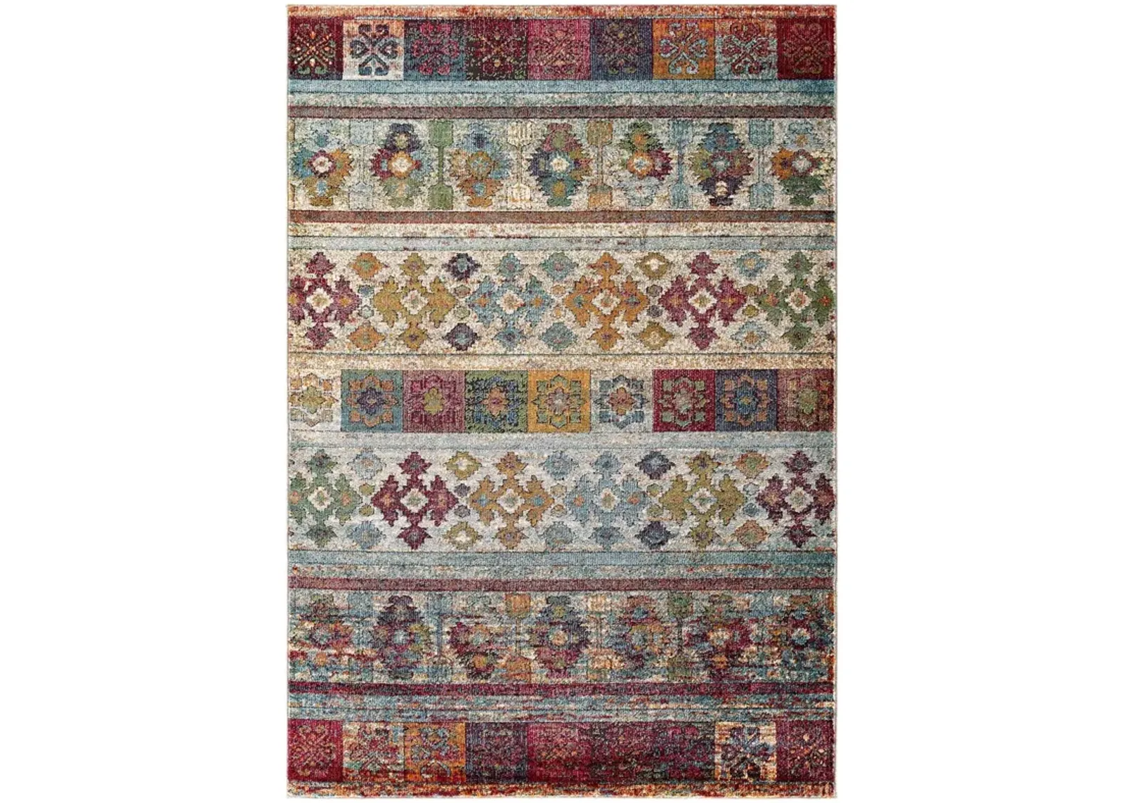 Tribute Nala Distressed Vintage Floral Lattice 5x8 Area Rug