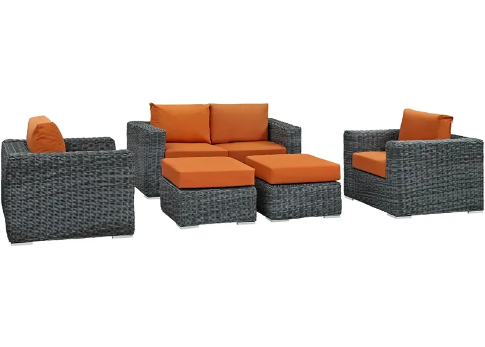 Summon 5 Piece Outdoor Patio Sunbrella® Sectional Set