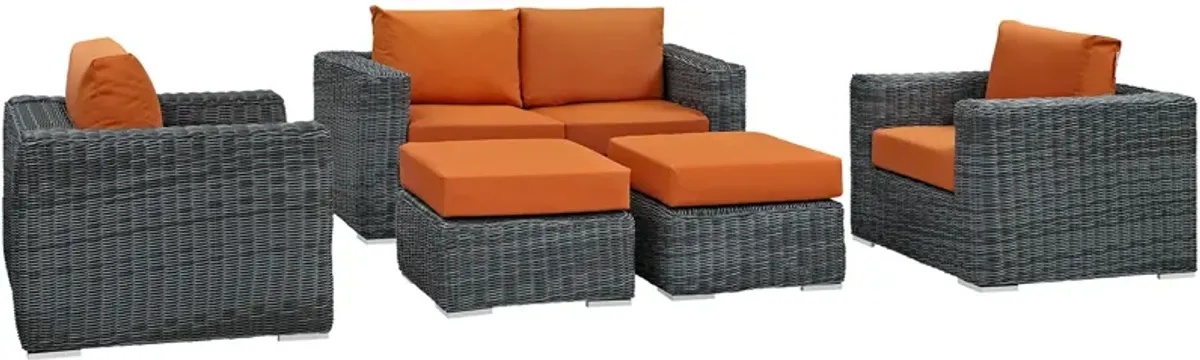 Summon 5 Piece Outdoor Patio Sunbrella® Sectional Set