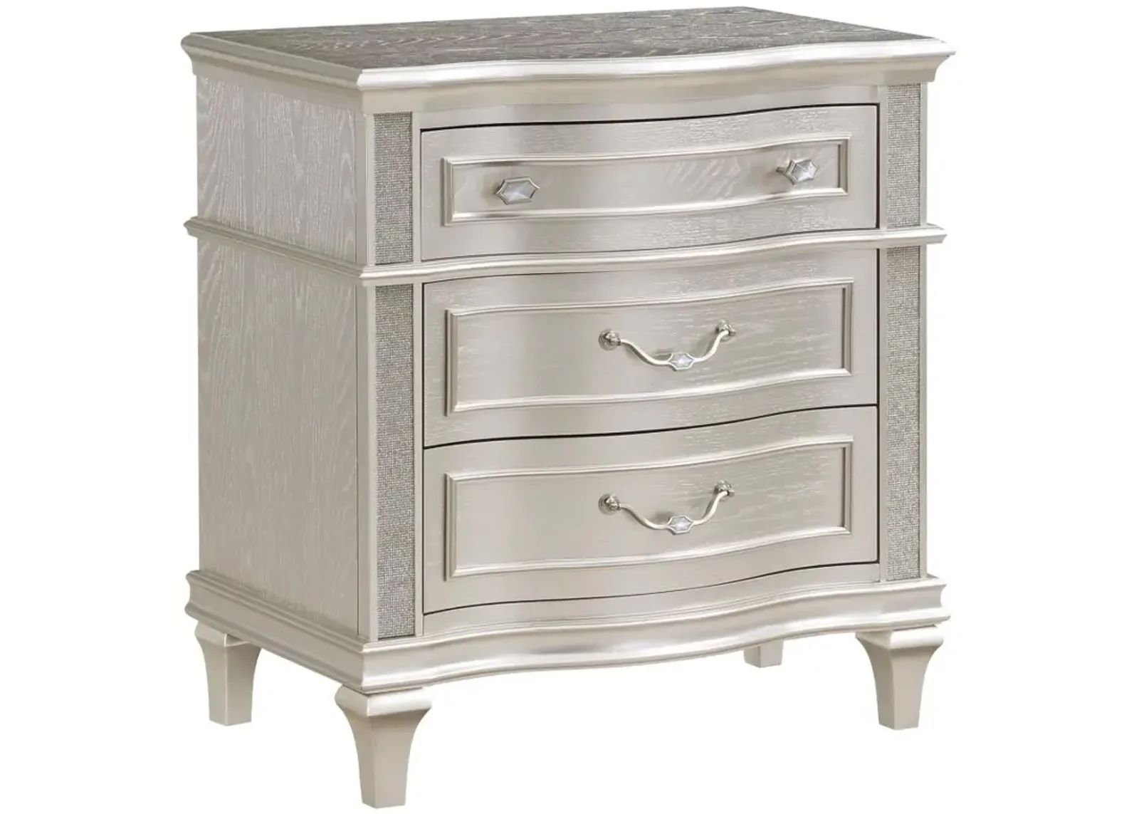 Evangeline 3-drawer Nightstand Silver Oak