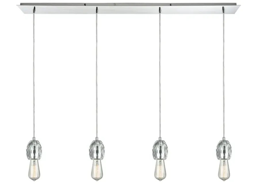 Socketholder 4-Light Linear Pendant Fixture in Polished Chrome