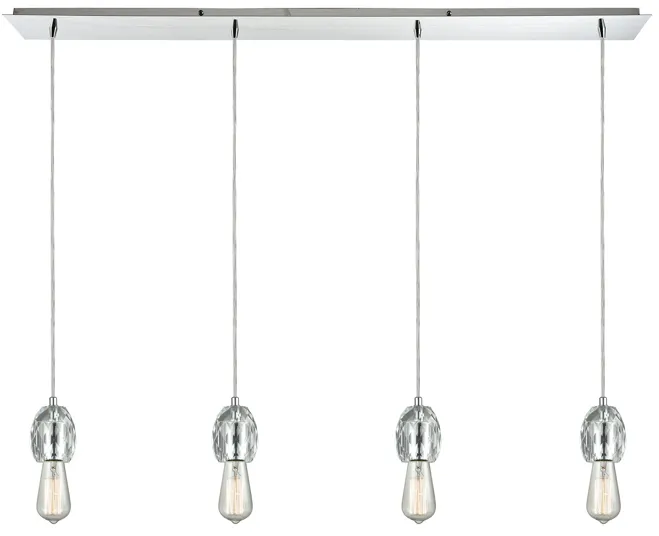 Socketholder 4-Light Linear Pendant Fixture in Polished Chrome