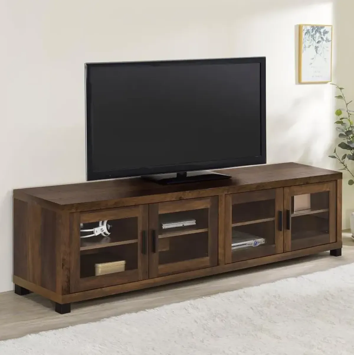 Sachin Rectangular TV Console with Glass Doors