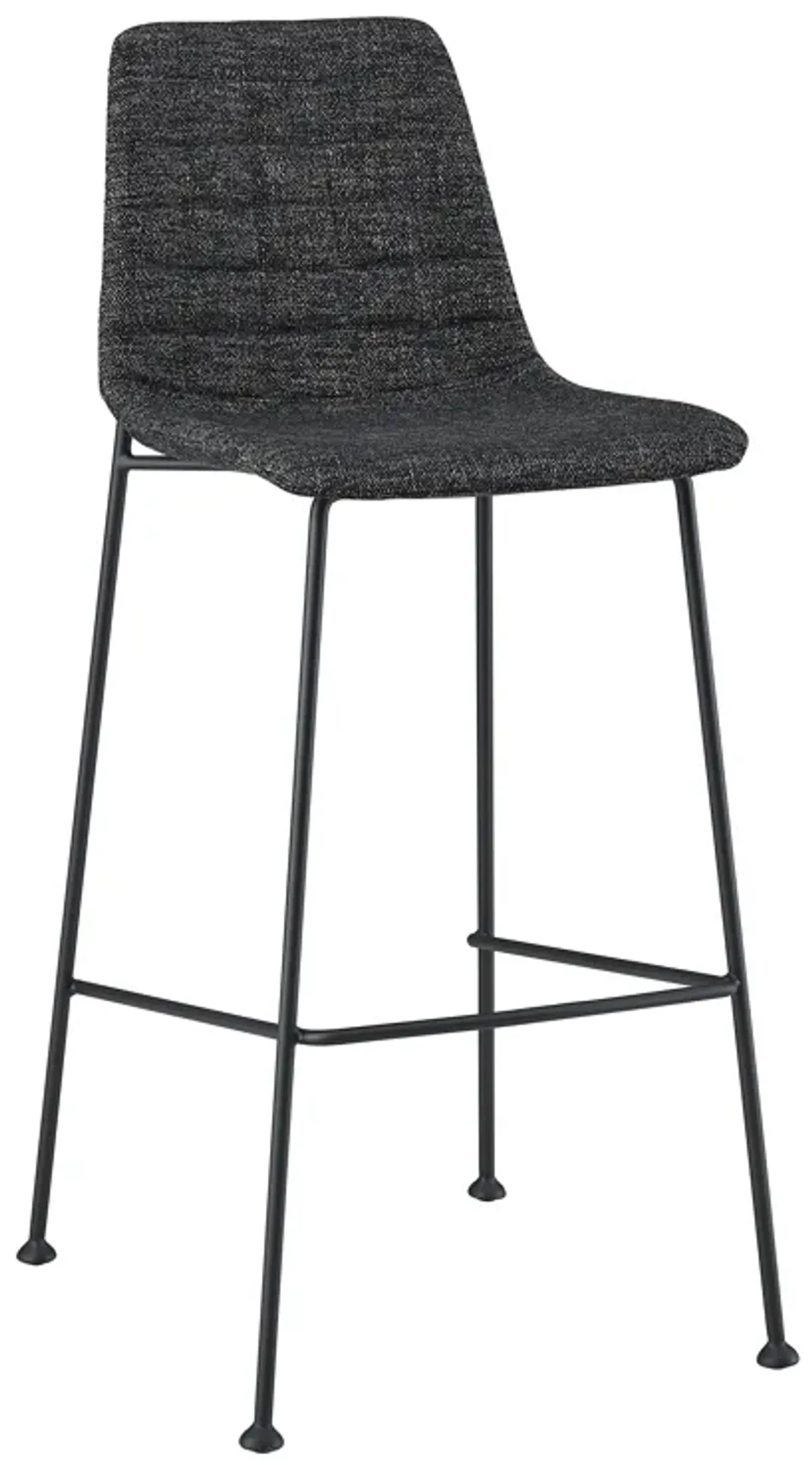 Elma-B Bar Stool In Black Fabric with Matte Black Frame and Legs - Set Of 2