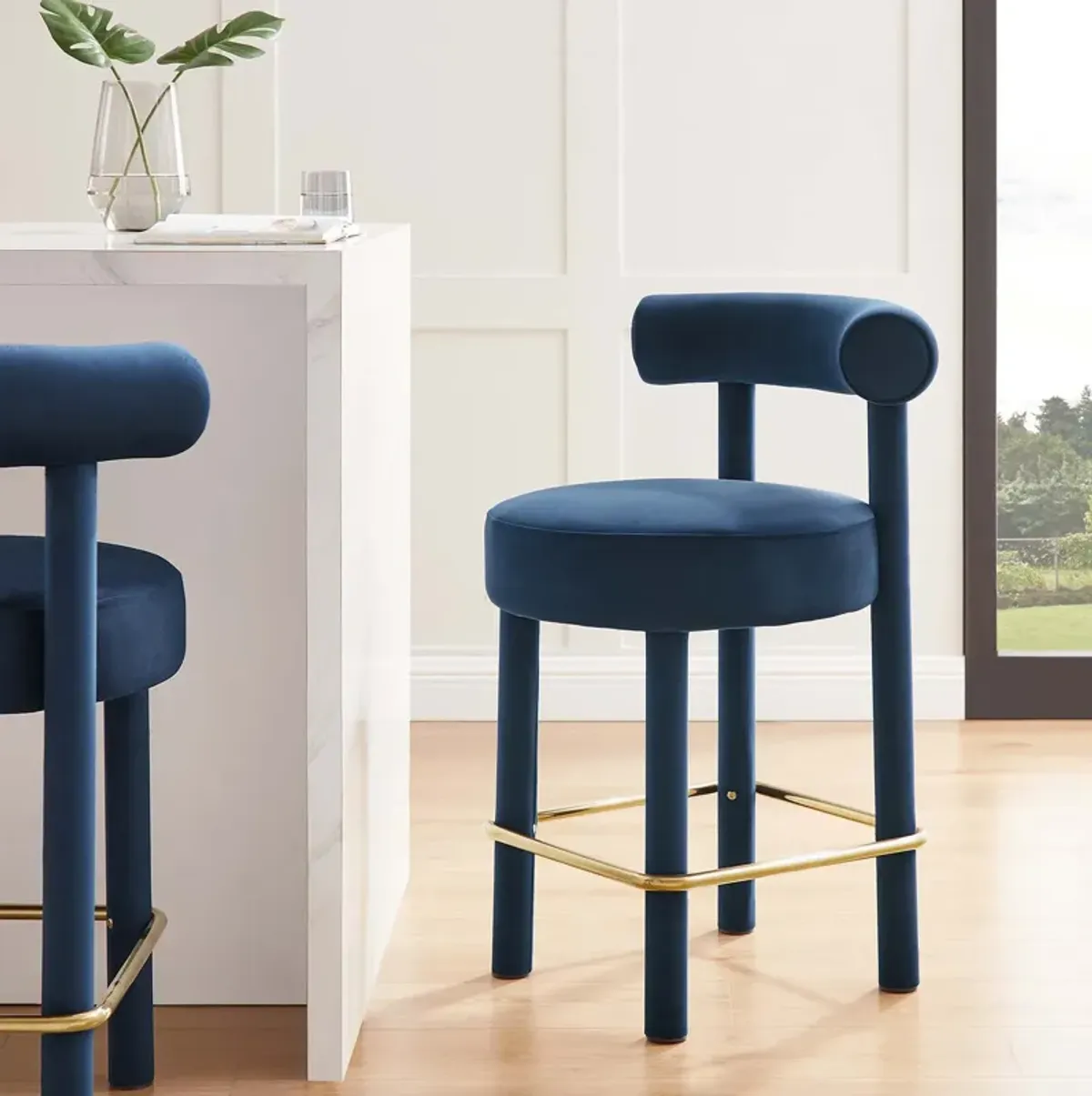 Toulouse Performance Velvet Counter Stool - Set of 2