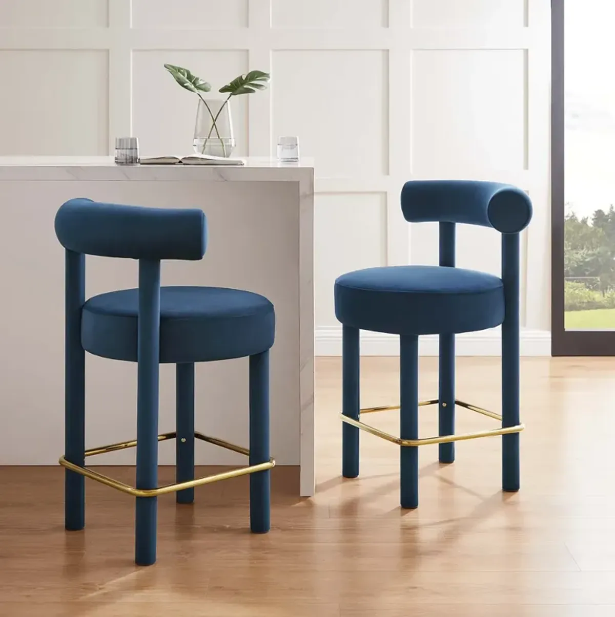 Toulouse Performance Velvet Counter Stool - Set of 2